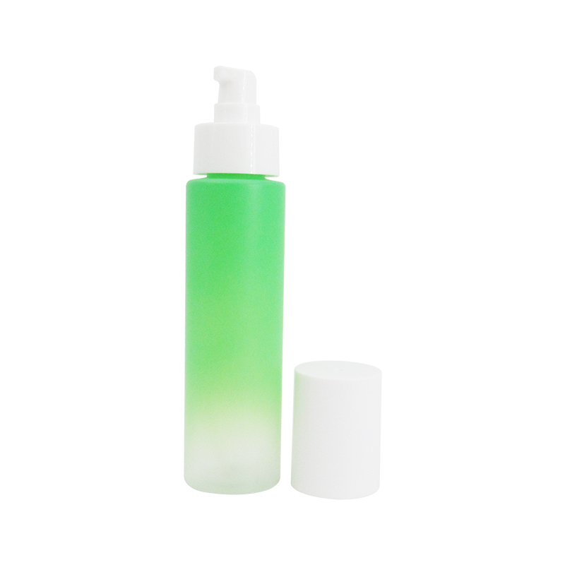 Support to take samples 150ml round skin care lotion bottle container, gradient frosted cosmetic plastic empty bottle with pump