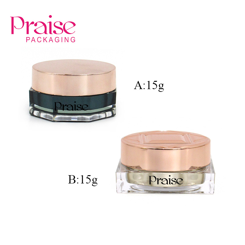 Fashion octagonal/square air cushion BB cream container custom 15g empty acrylic liquid foundation case cosmetics packaging