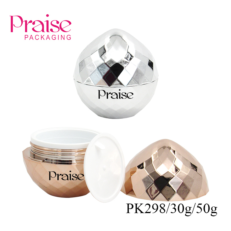 Fashion plastic empty cream jar packaging 30g 50g round gold face cream container customized