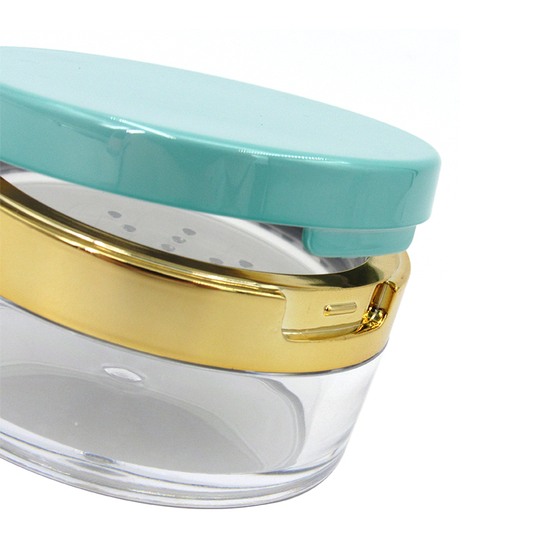 Sell plastic makeup powder case with flip-up cover and mirror, round empty clear powder comrainer for cosmetic packaging