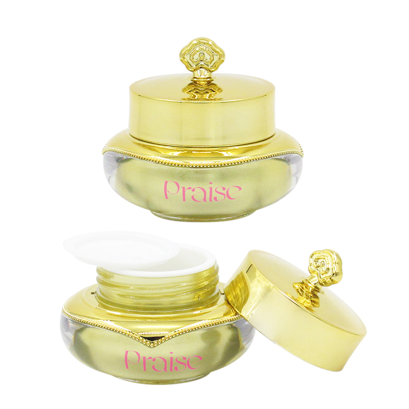 Luxury gold plastic cream jar eye cream container 10ml empty transparent oil bottle 8g clamshell loose powder packaging