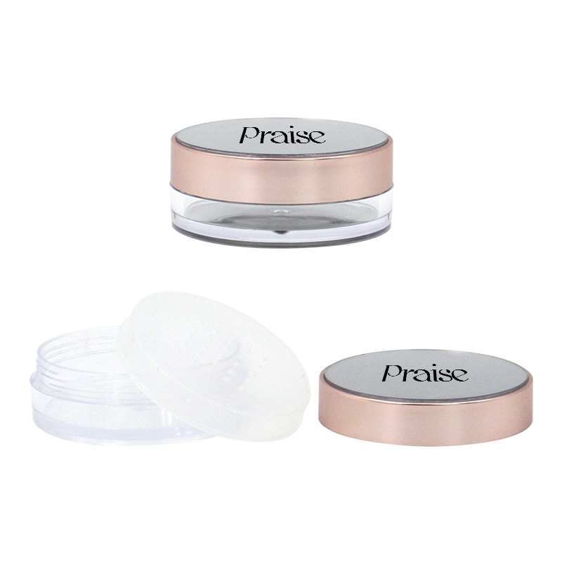 Factory price custom pattern plastic loose powder case packaging, 10g/20g round empty cosmetics powder container