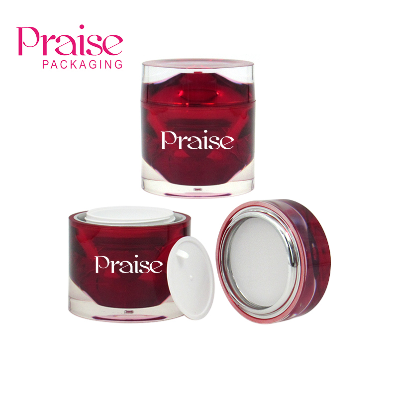 Professional production cosmetics packaging 50g round acrylic cream jars, empty plastic wide mouth cream containers free sample