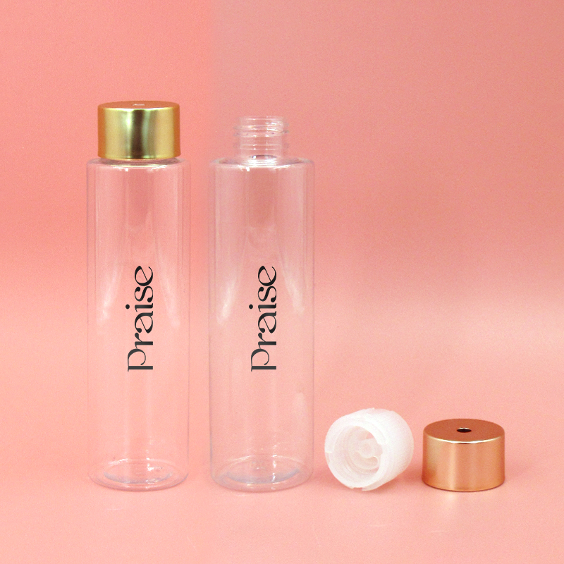 Wholesale price PET plastic cosmetics toner bottle 110ml/200ml rotary outlet empty transparent makeup remover bottle