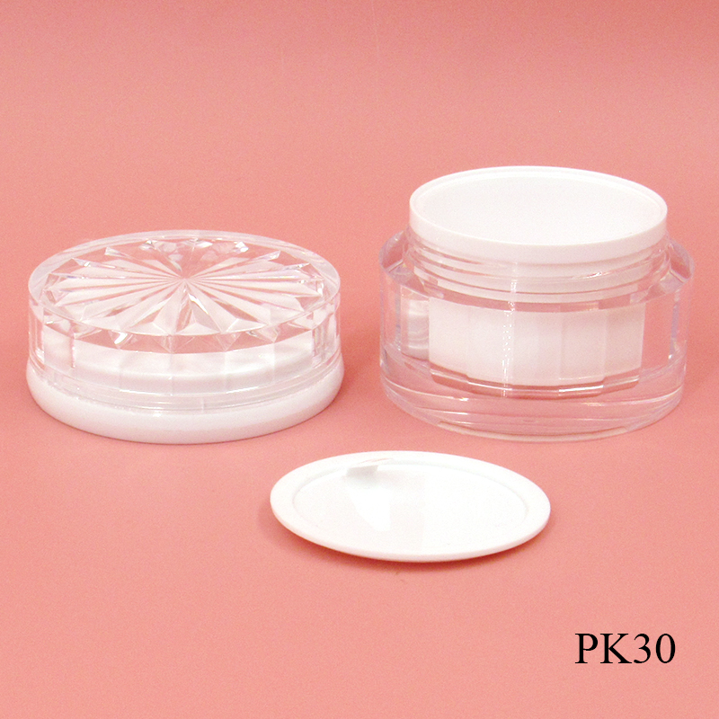 Transparent acrylic cream jar cosmetic packaging 50g round plastic thick-walled empty face cream container with screw lid