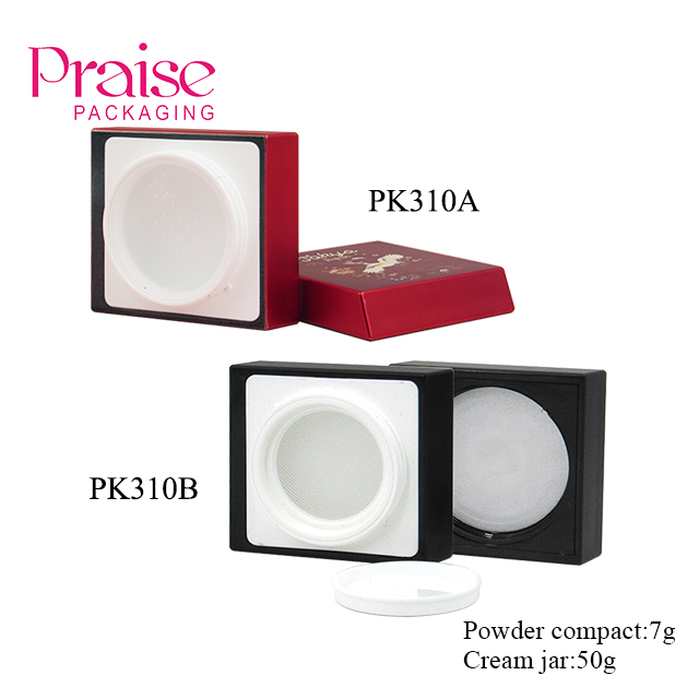 Manufacturer wholesale plastic cosmetic packaging, new style square empty loose powder case with screw lid, cream jar custom