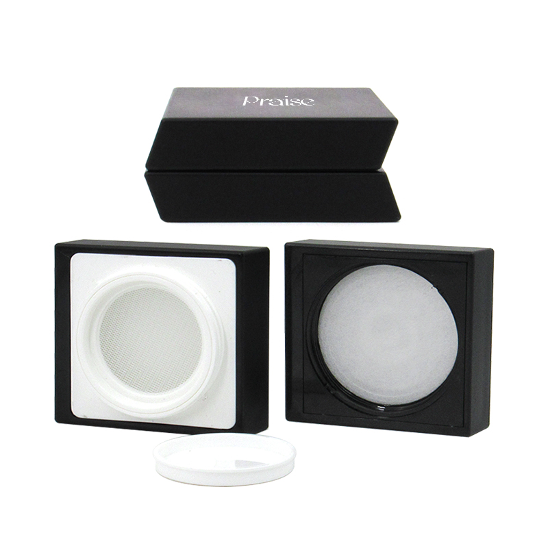 Manufacturer wholesale plastic cosmetic packaging, new style square empty loose powder case with screw lid, cream jar custom