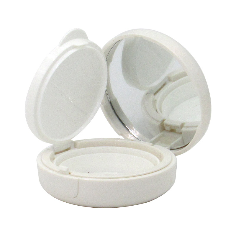 Cosmetics plastic air cushion case flip-up type with mirror round empty air cushion liquid foundation case free sample