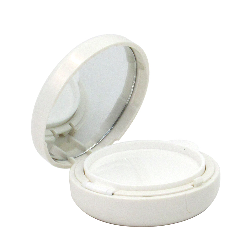 Cosmetics plastic air cushion case flip-up type with mirror round empty air cushion liquid foundation case free sample