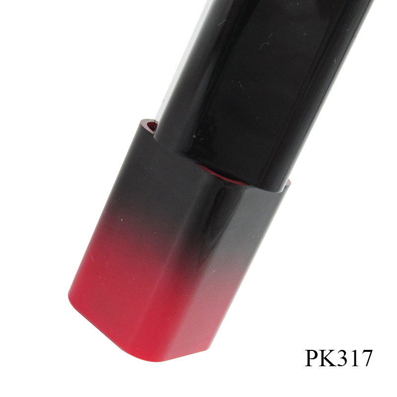 Newly designed rotating type plastic empty lipstick shell tube, square red cosmetics lipstick containers