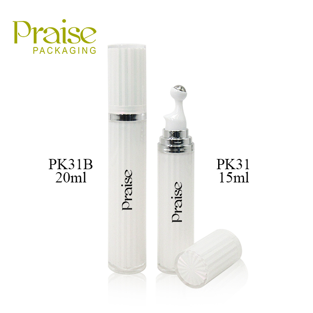 White double layer plastic eye cream bottle with ball skin care packaging custom 15ml/20ml round acrylic eye essence container