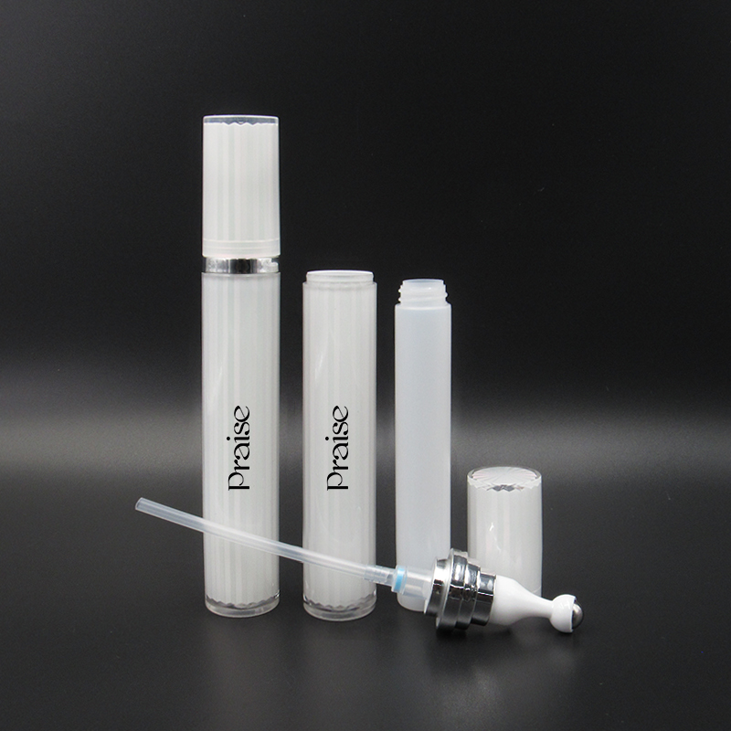 White double layer plastic eye cream bottle with ball skin care packaging custom 15ml/20ml round acrylic eye essence container