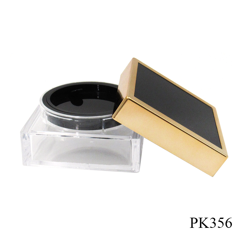 Square empty transparent plastic loose powder case 20g new makeup powder container with inner lid custom private label