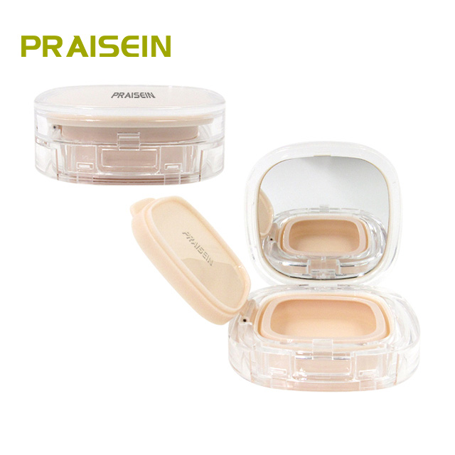 Plastic transparent cosmetic case custom square air cushion liquid foundation container with mirror manufacturer spot