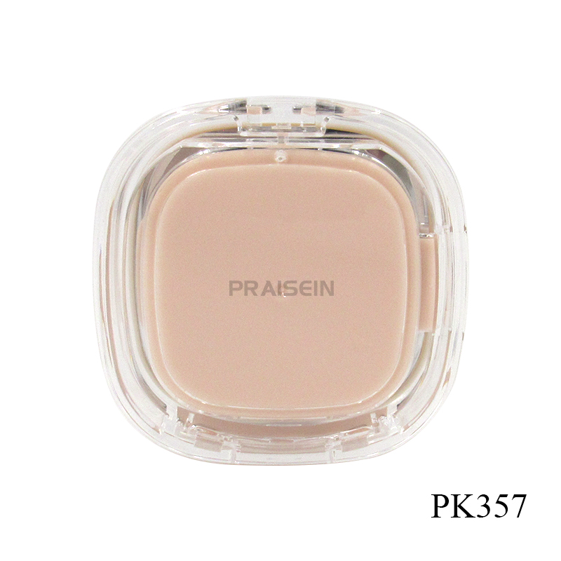 Plastic transparent cosmetic case custom square air cushion liquid foundation container with mirror manufacturer spot