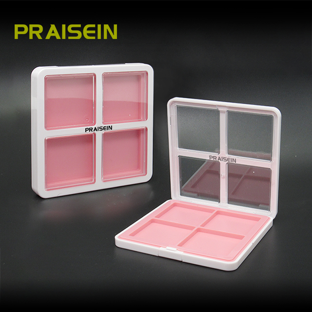 Private label 4-color plastic square eyeshadow container cosmetic face and body painting palette