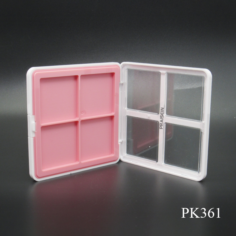 Private label 4-color plastic square eyeshadow container cosmetic face and body painting palette