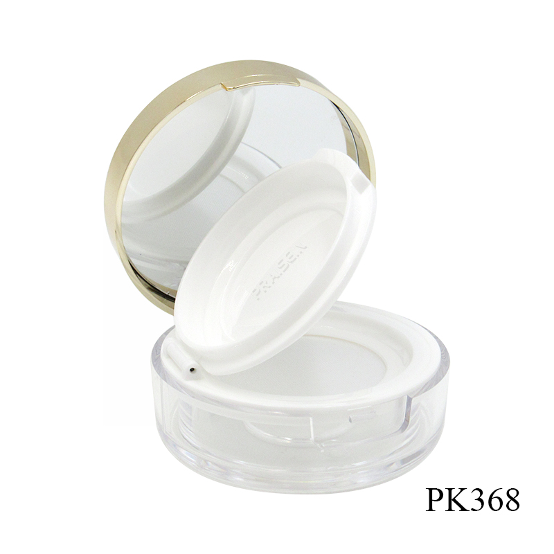 Plastic cosmetic loose powder box with mesh sieve wholesale cosmetic packaging bottom filling loose powder jar