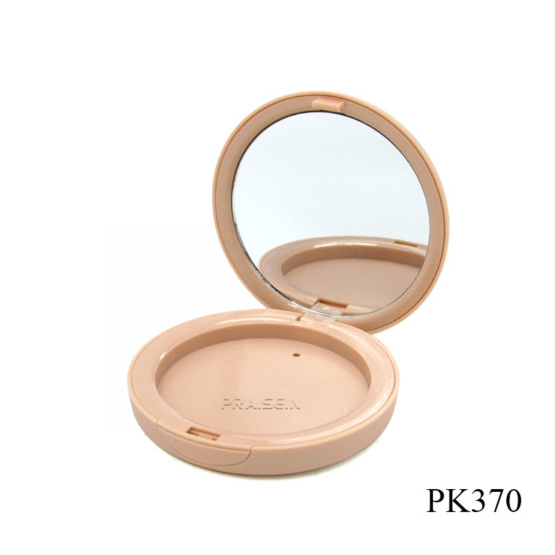 Round makeup compact powder packaging container rubber paint design empty blush powder case with mirror