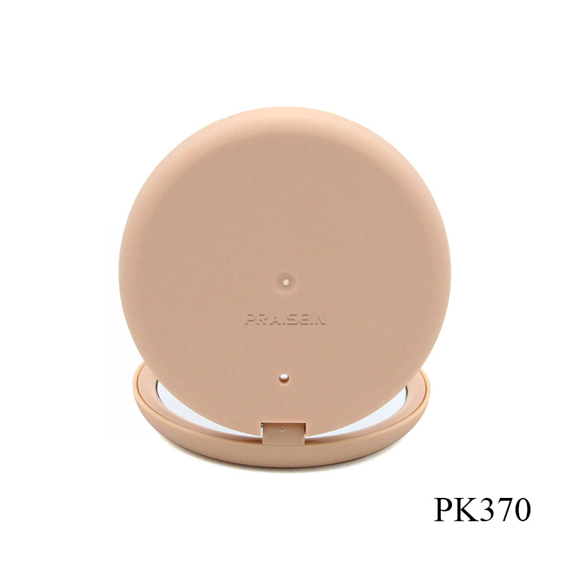 Round makeup compact powder packaging container rubber paint design empty blush powder case with mirror