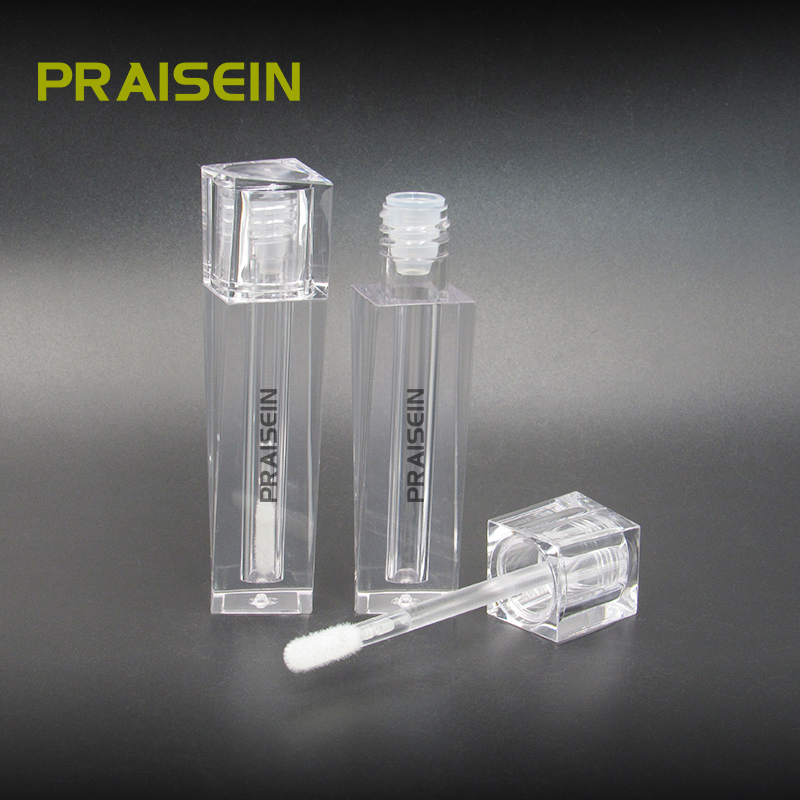 Innovative clear crystal liquid lipstick packaging custom logo 3ml square lipgloss tube bottle