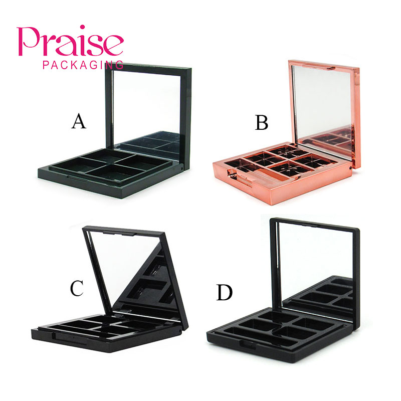 Special price new 4 - color eye shadow container custom square shape cosmetic plastic empty case packaging material