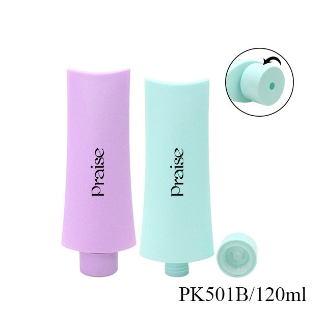 80ml/120ml/200ml rubber paint shell plastic lotion bottle with rotating lid, flat extrusion type shampoo, body wash container