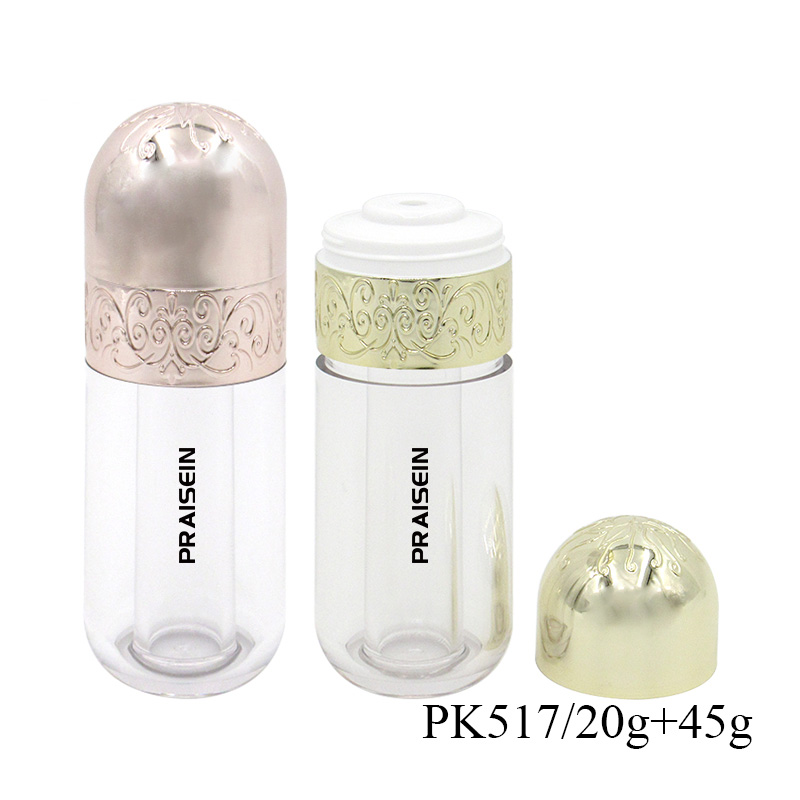 20g+45g skin care essence mixing bottle plastic packaging custom round empty transparent toner container