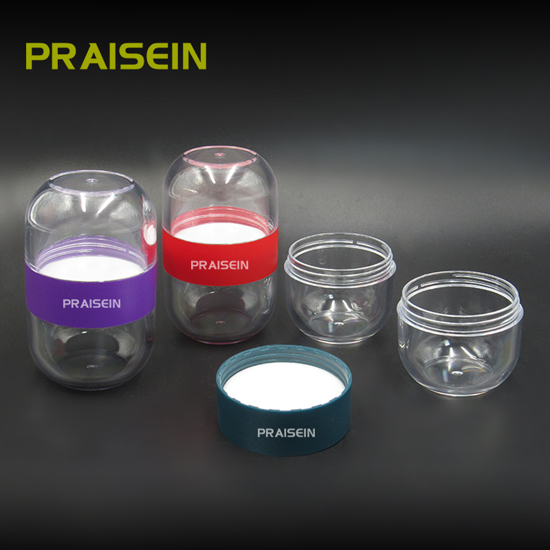 Refillable empty wide mouth capsule bottle 20+20 pieces essence capsule bottle clear plastic jar Botol kapsul