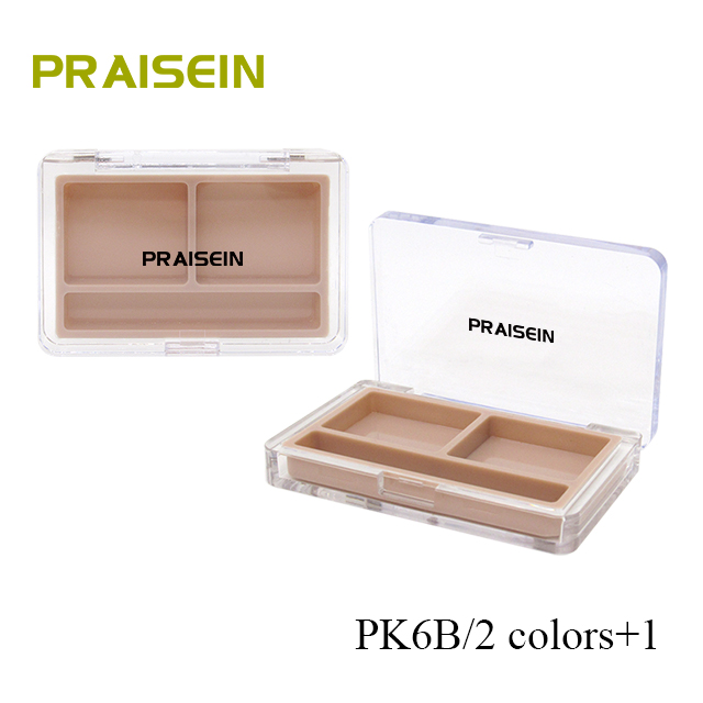 Private brand OEM ODM plastic eye shadow container packaging custom square empty cosmetics 2 color eye shadow case