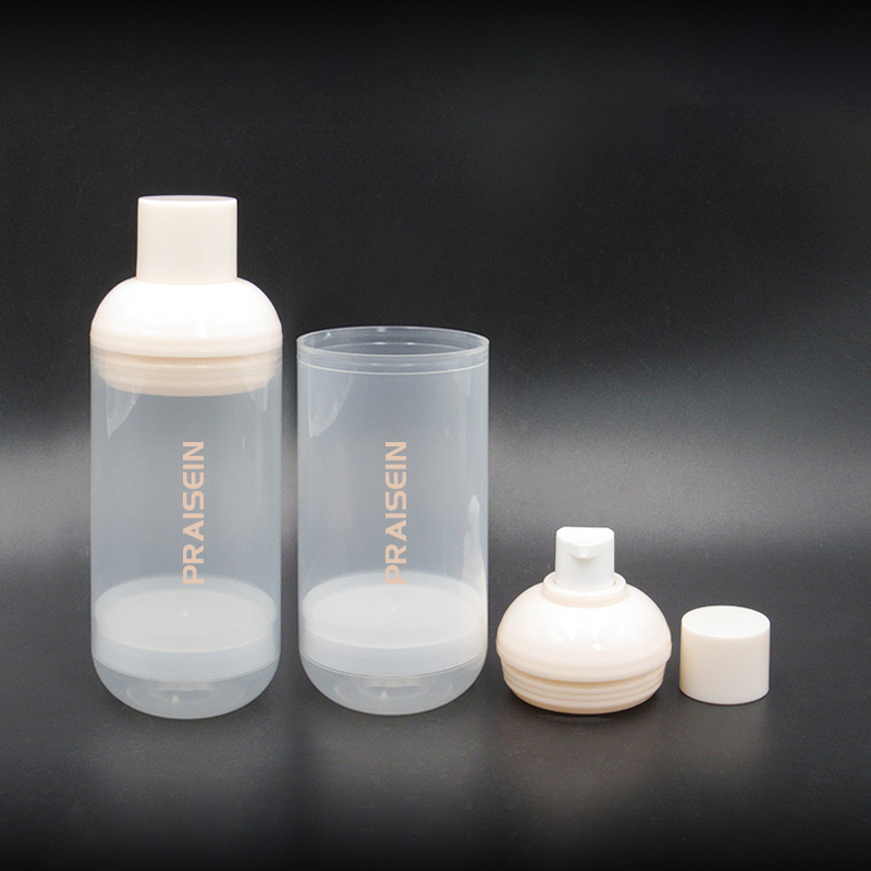 Wholesale round empty plastic airless cosmetics bottle 50ml 100ml 150ml clear airless lotion bottle