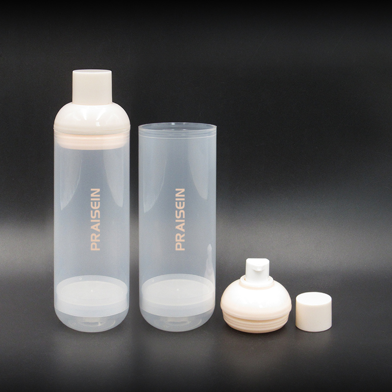 Wholesale round empty plastic airless cosmetics bottle 50ml 100ml 150ml clear airless lotion bottle