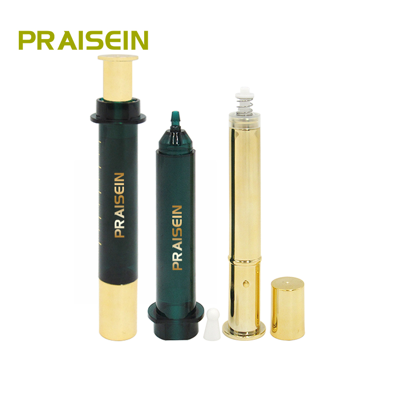 Skin care eye serum container gold plastic airless serum syringe machine eye cream bottle packaging