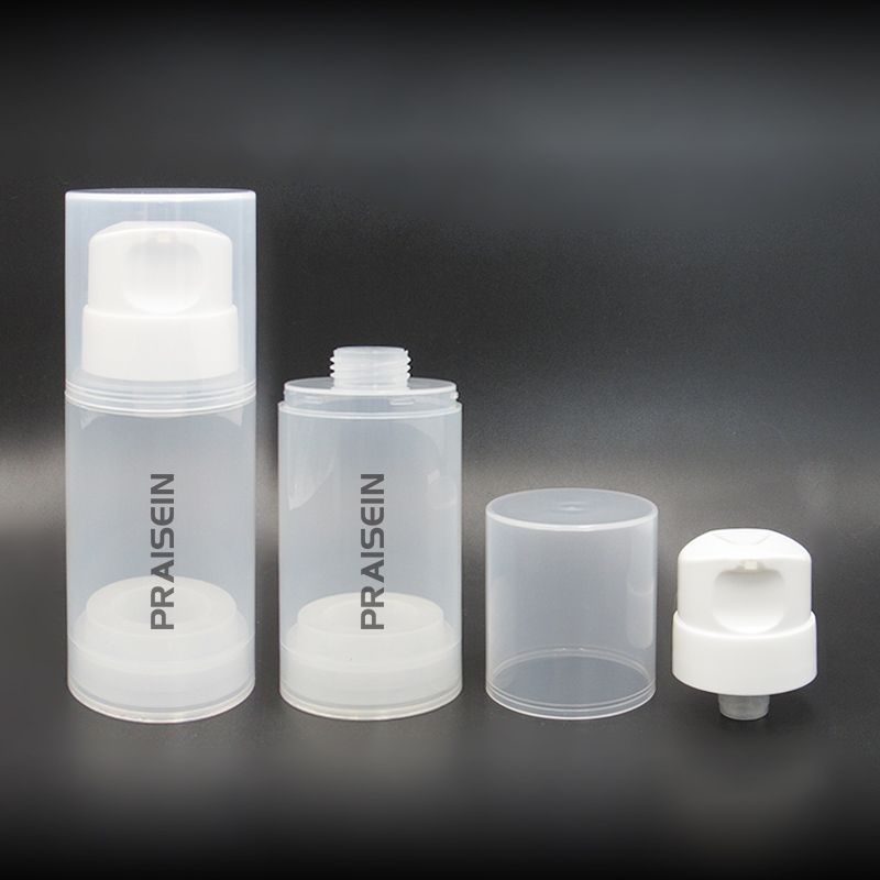 Transparent white plastic cosmetics airless pump bottle 150ml 200ml 250ml refillable airless lotion bottles