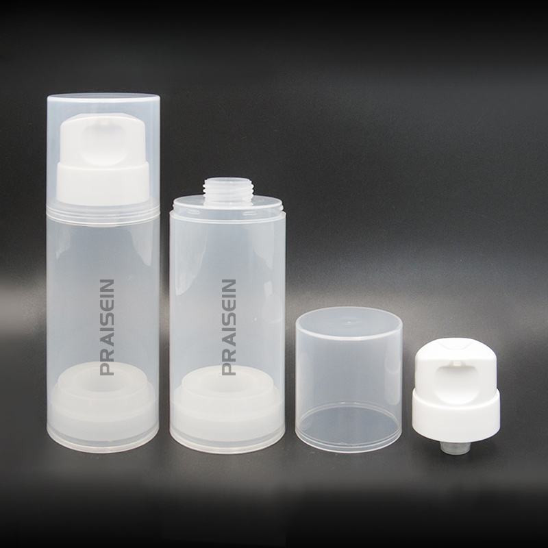 Transparent white plastic cosmetics airless pump bottle 150ml 200ml 250ml refillable airless lotion bottles