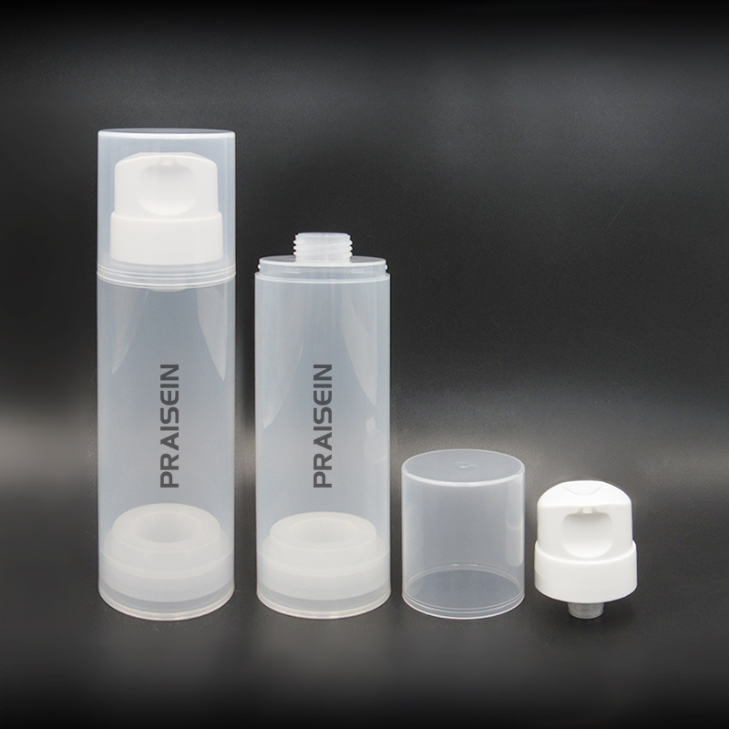 Transparent white plastic cosmetics airless pump bottle 150ml 200ml 250ml refillable airless lotion bottles