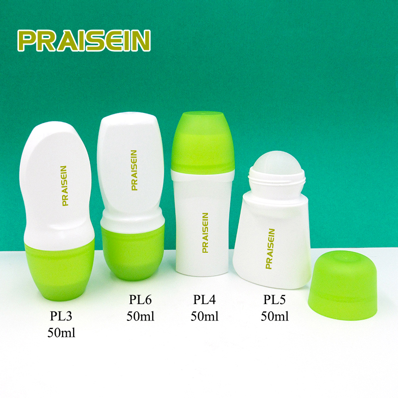 Supplier custom 50ml empty refillable white plastic roll on bottle deodorant container