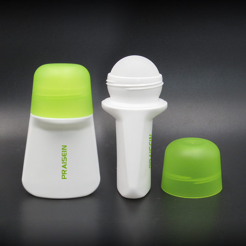 Supplier custom 50ml empty refillable white plastic roll on bottle deodorant container