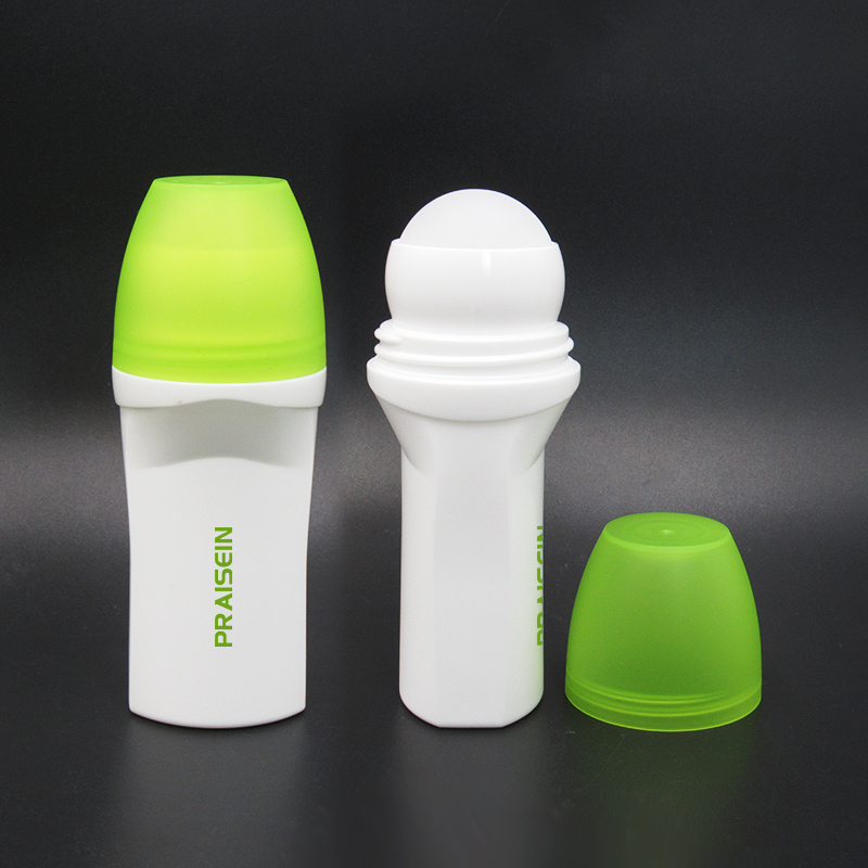 Supplier custom 50ml empty refillable white plastic roll on bottle deodorant container