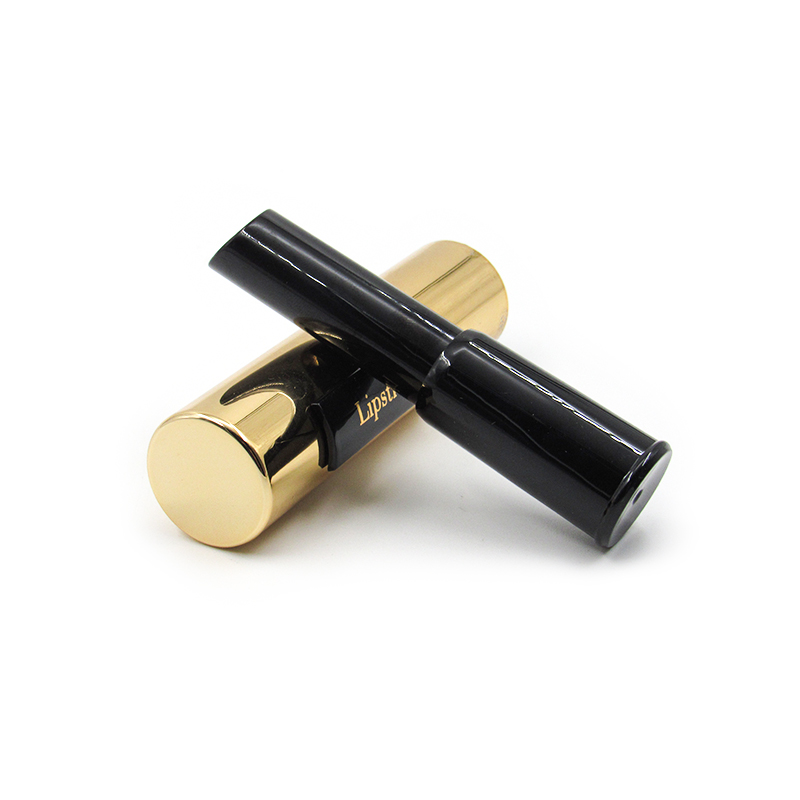 Unique circular gold plastic push-pull design empty lipstick casing tube cosmetic packaging customized label