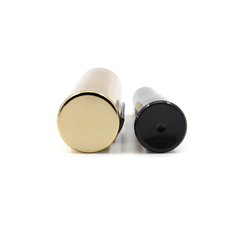 Unique circular gold plastic push-pull design empty lipstick casing tube cosmetic packaging customized label