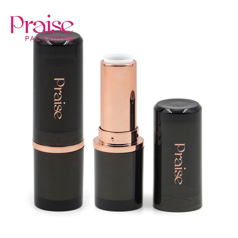 Manufacturer supplies glossy plastic cosmetics lipstick round tubes packaging material custom print logo