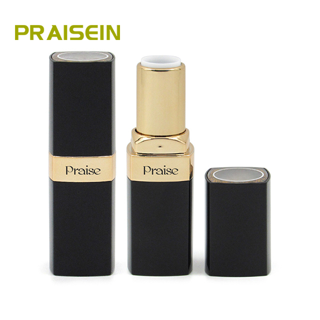 Black elegant high - quality empty lipstick packaging tube, square cosmetic plastic lipstick container to choose from