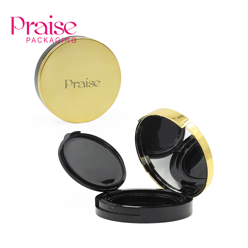 Praise plastic wholesale custom round air cushion BB packaging case gold color cosmetics foundation liquid empty container