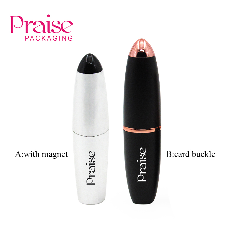 Smooth magnetic buckle empty lipstick tube, unique bullet-shaped plastic lipstick shell container packaging material