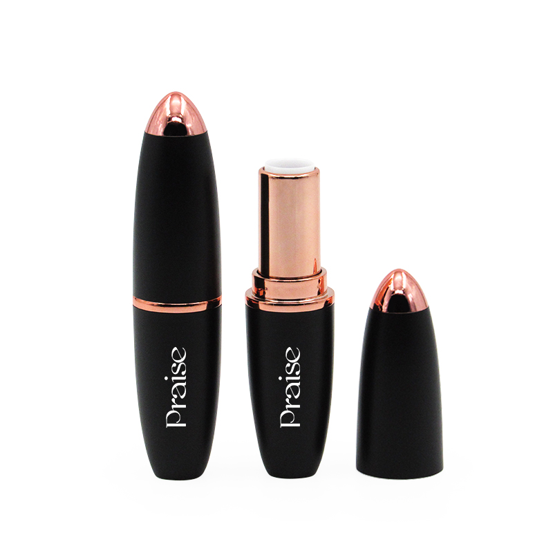 Smooth magnetic buckle empty lipstick tube, unique bullet-shaped plastic lipstick shell container packaging material