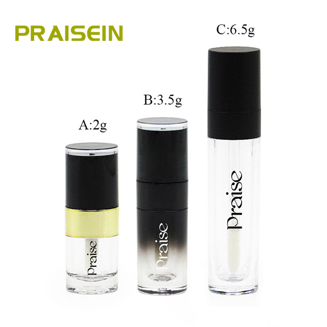 Factory price wholesale mini round lip gloss tube 2g/3.5g/6.5g clear thick wall plastic empty container cosmetic packaging