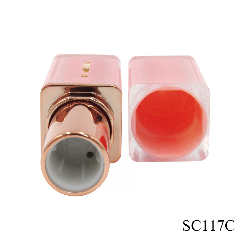 Wholesale square cosmetic lipstick containers refillable pink lipstick tubes