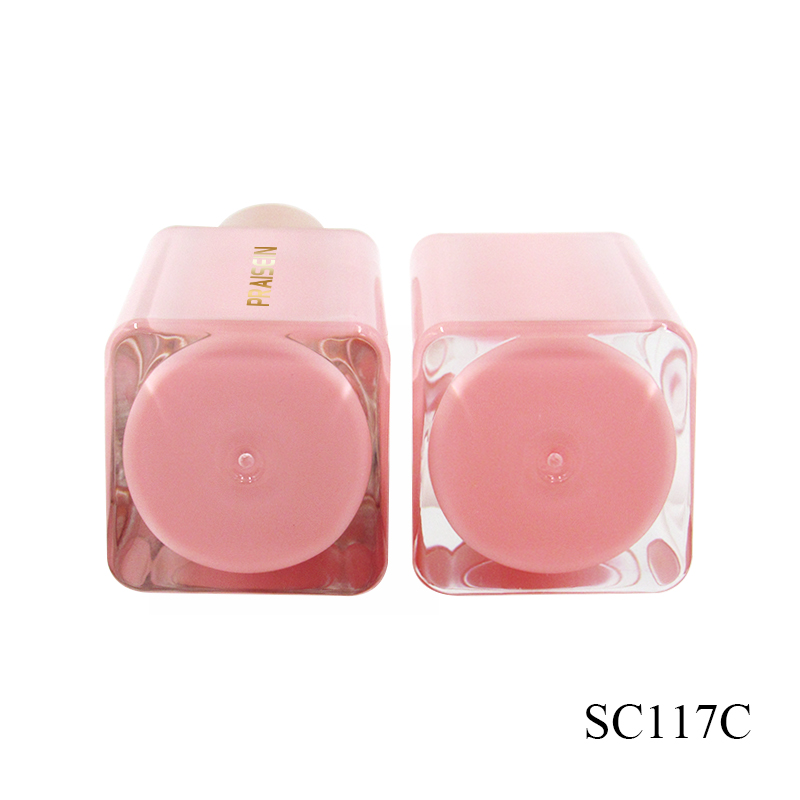 Wholesale square cosmetic lipstick containers refillable pink lipstick tubes