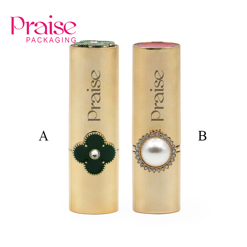 New design private brand round metallic cosmetics lipstick container tube with ring packaging specialized in manufacturing